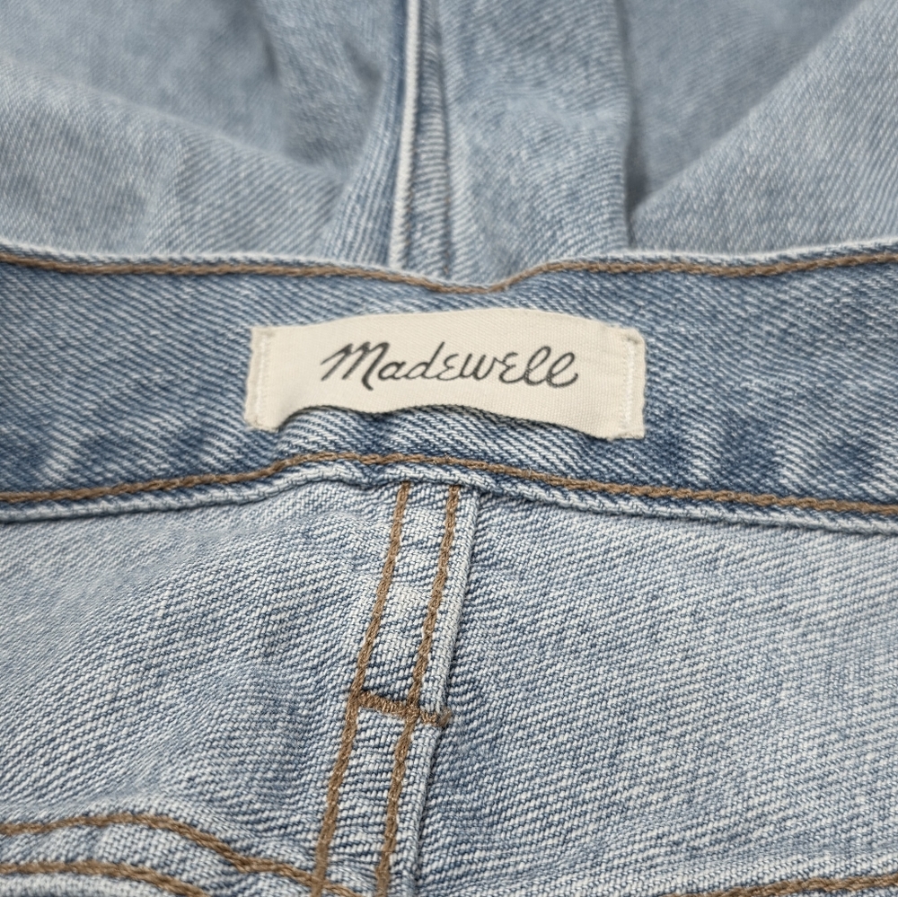 Madewell the Mom Jean Short Denim Blue Shorts Women High Rise Frayed Hem Size 29 - Picture 13 of 16